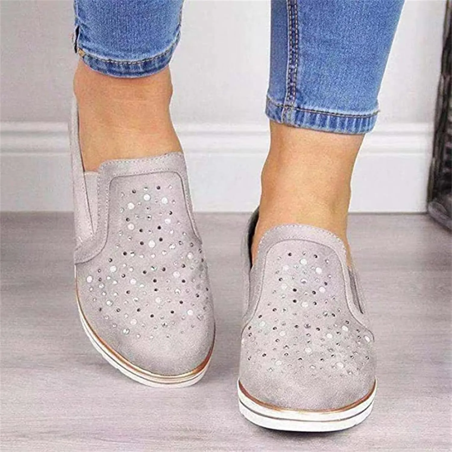Ladmiple Shoes For Women Sneakers Slip Ons Lace ups Casual Leather Walking Shoes Summer Fashion Platform Flats Loafers