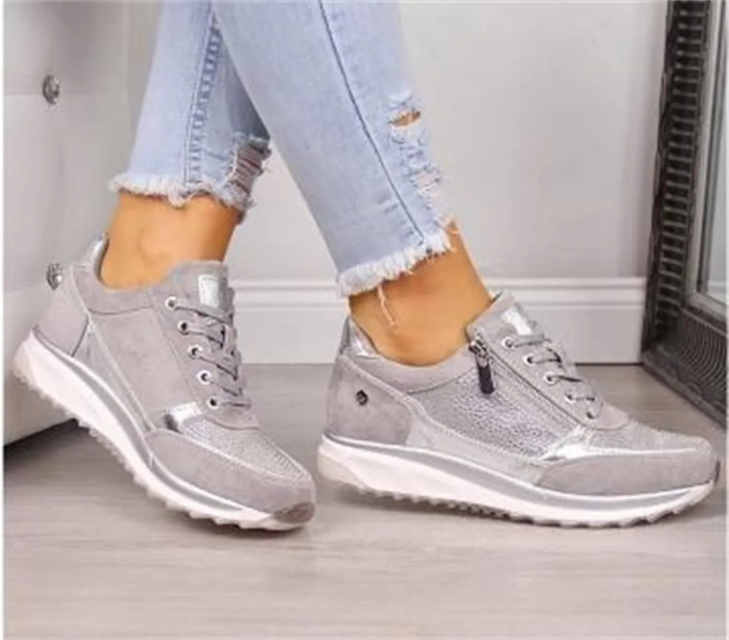Ladmiple Shoes For Women Sneakers Slip Ons Walking Shoes Fashion Casual Athletic Non Slip Platform Tennis Running Shoes