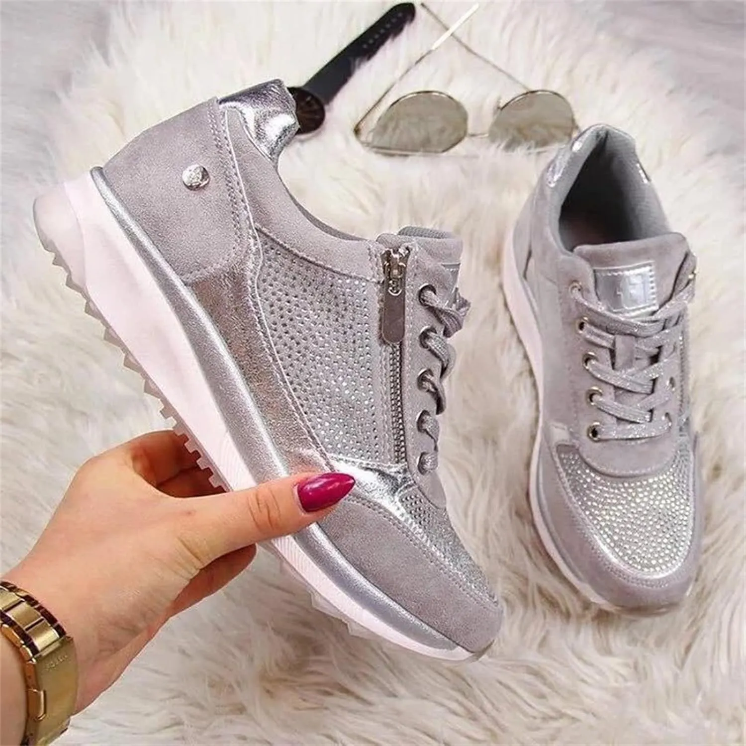 Ladmiple Shoes For Women Sneakers Slip Ons Walking Shoes Fashion Casual Athletic Non Slip Platform Tennis Running Shoes