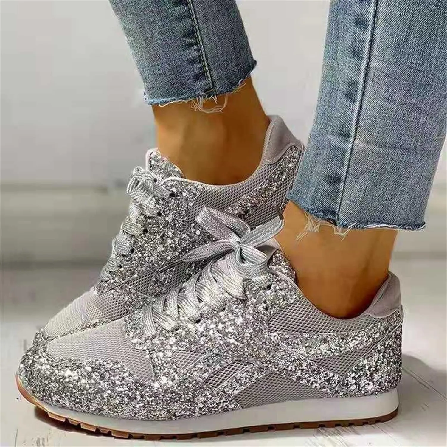 Ladmiple Shoes For Women Sneakers Trendy Lace ups Casual Walking Shoes Summer Fashion Slip On Platform Flats Loafers
