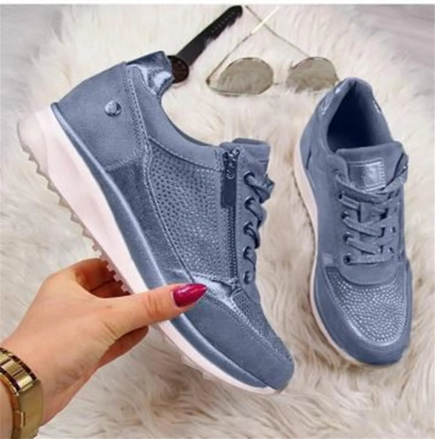 Ladmiple Shoes For Women Sneakers Trendy Slip on Fashion Casual Dressy Summer Low Top Platform Flats Walking Loafers
