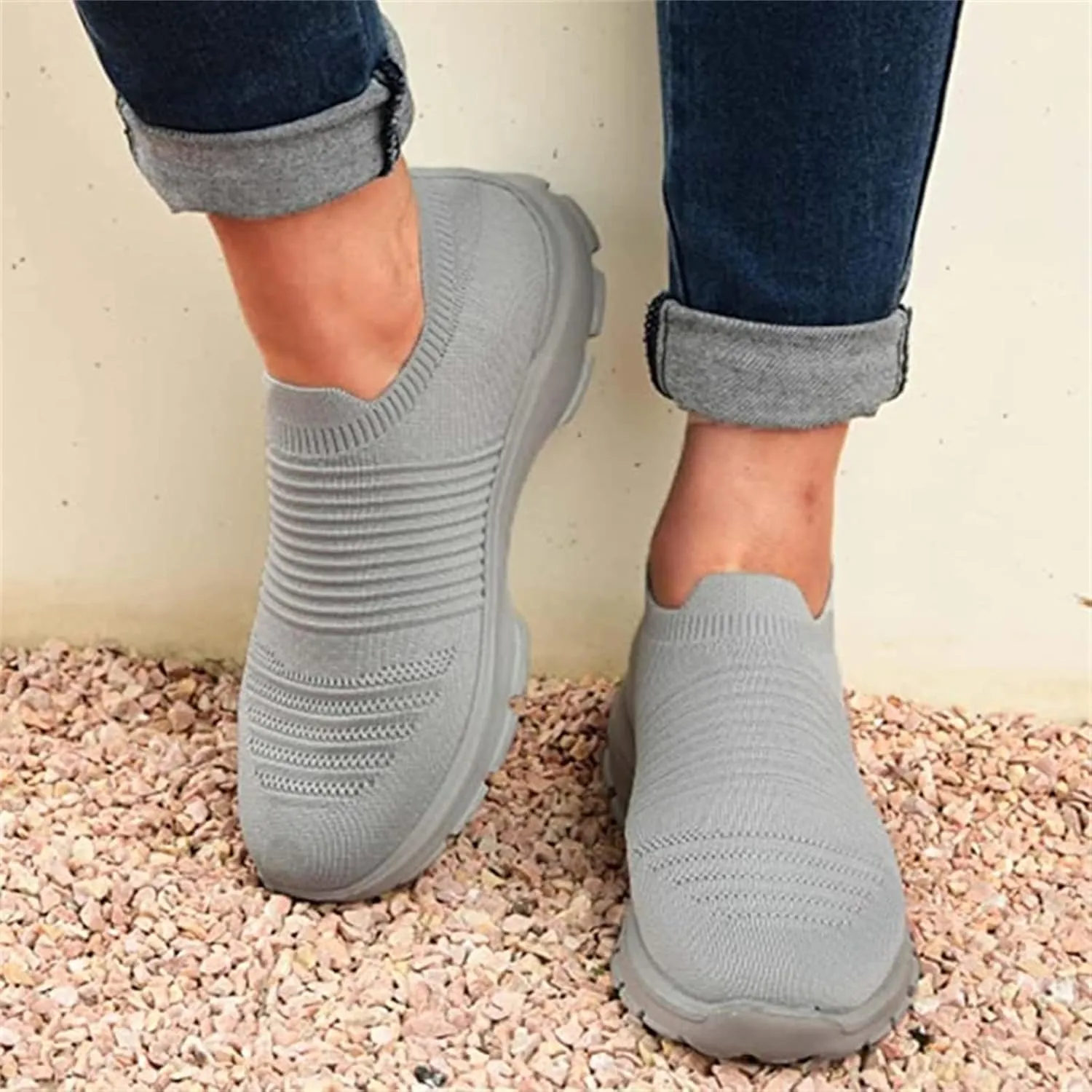 Ladmiple Shoes For Women Sneakers Trendy Slip On Running Shoes Non Slip Walking Shoes Gym Workout Tennis Fashion Sneakers