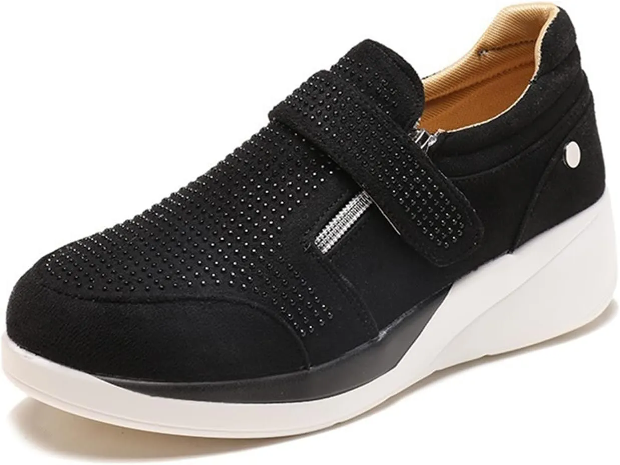 Ladmiple Shoes For Women Sneakers Trendy Walking Shoes Daily Comfy Running Tennis Shoes Slip On Fashion Platform Sneaker