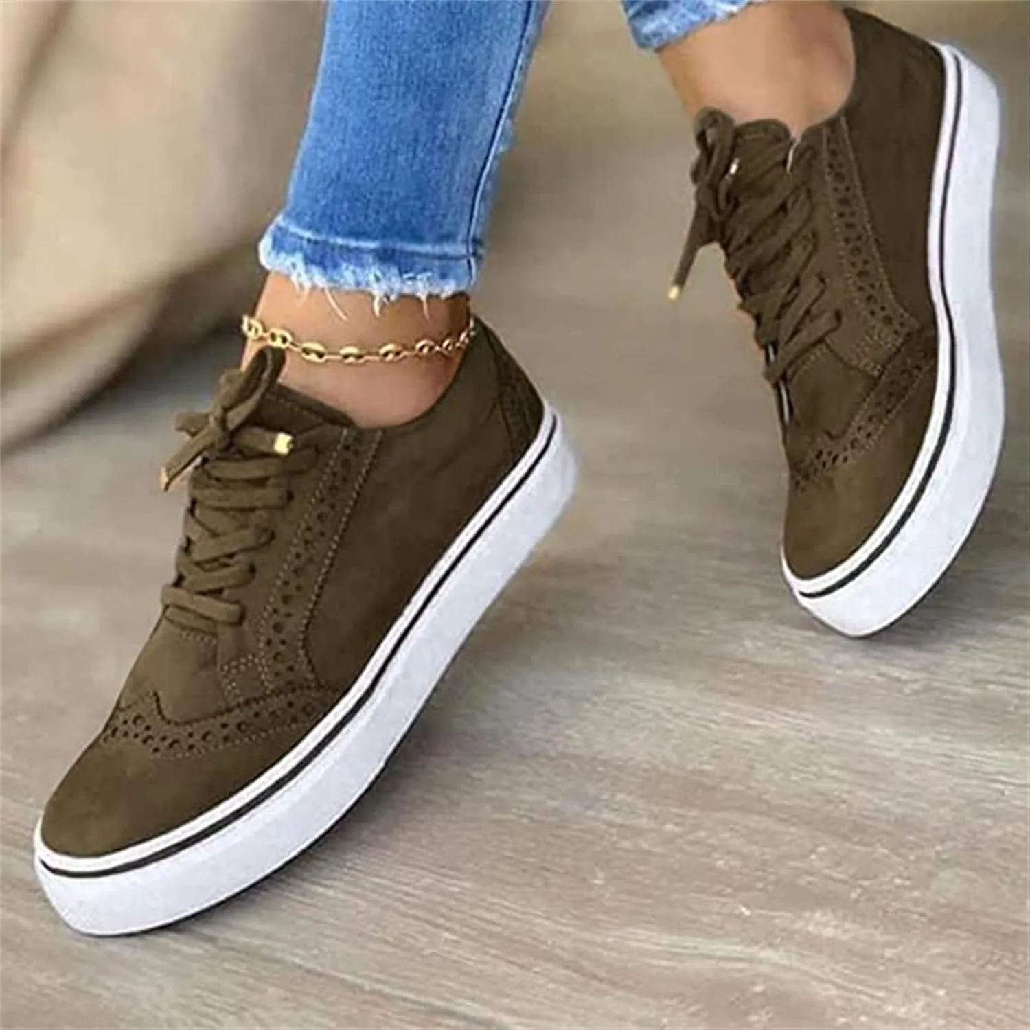 Ladmiple Sneakers For Women Walking Shoes Comfortable Lace ups Casual Summer Fashion Slip On Platform Flats Loafers