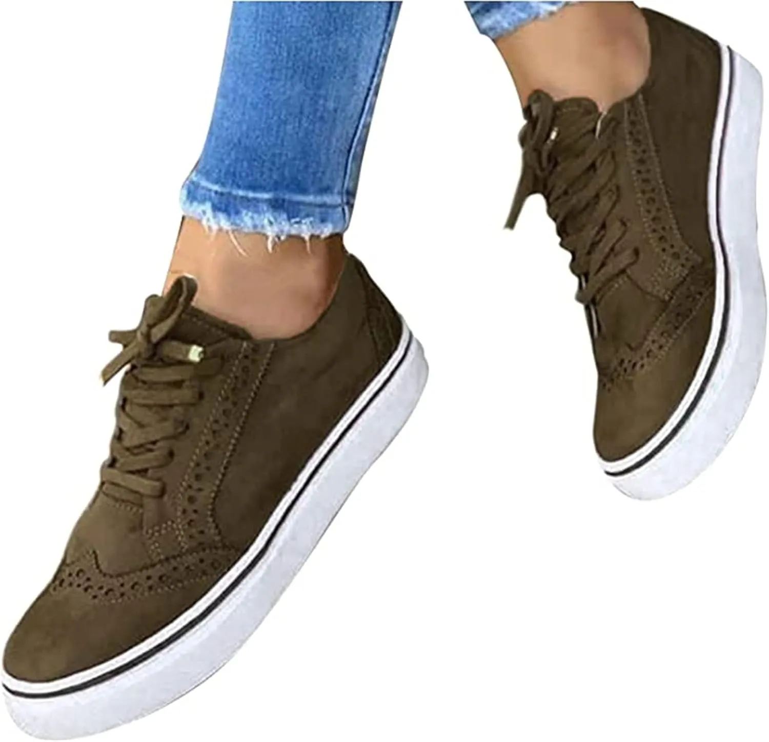 Ladmiple Sneakers For Women Walking Shoes Comfortable Lace ups Casual Summer Fashion Slip On Platform Flats Loafers