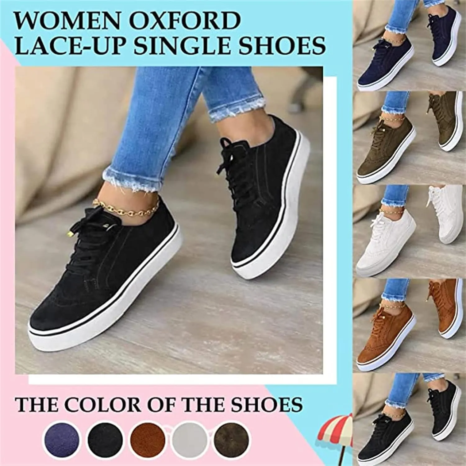 Ladmiple Sneakers For Women Walking Shoes Comfortable Lace ups Casual Summer Fashion Slip On Platform Flats Loafers