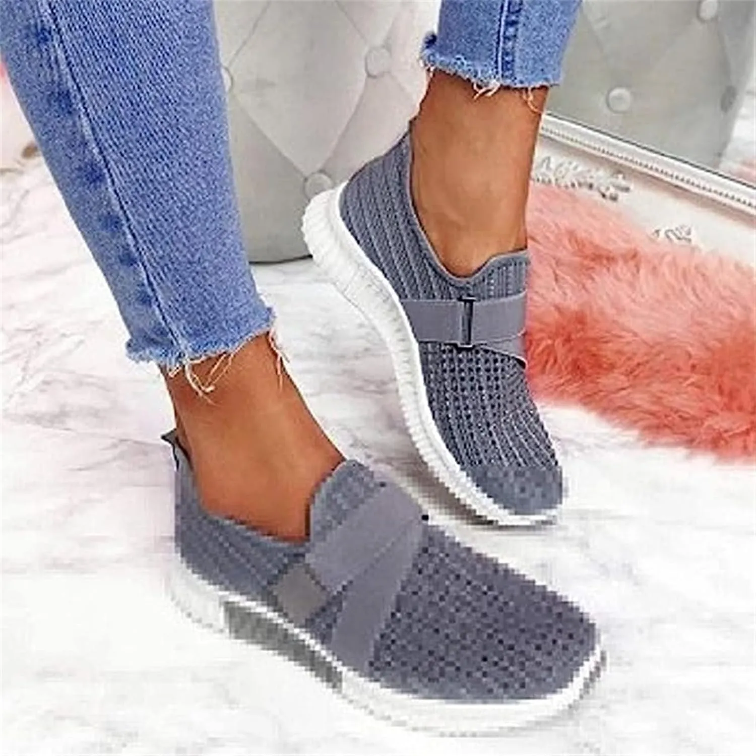 Ladmiple Walking Sneakers For Women Wide Width Athletic Running Shoes Slip On Mesh Athletic Tennis Workout Sneakers