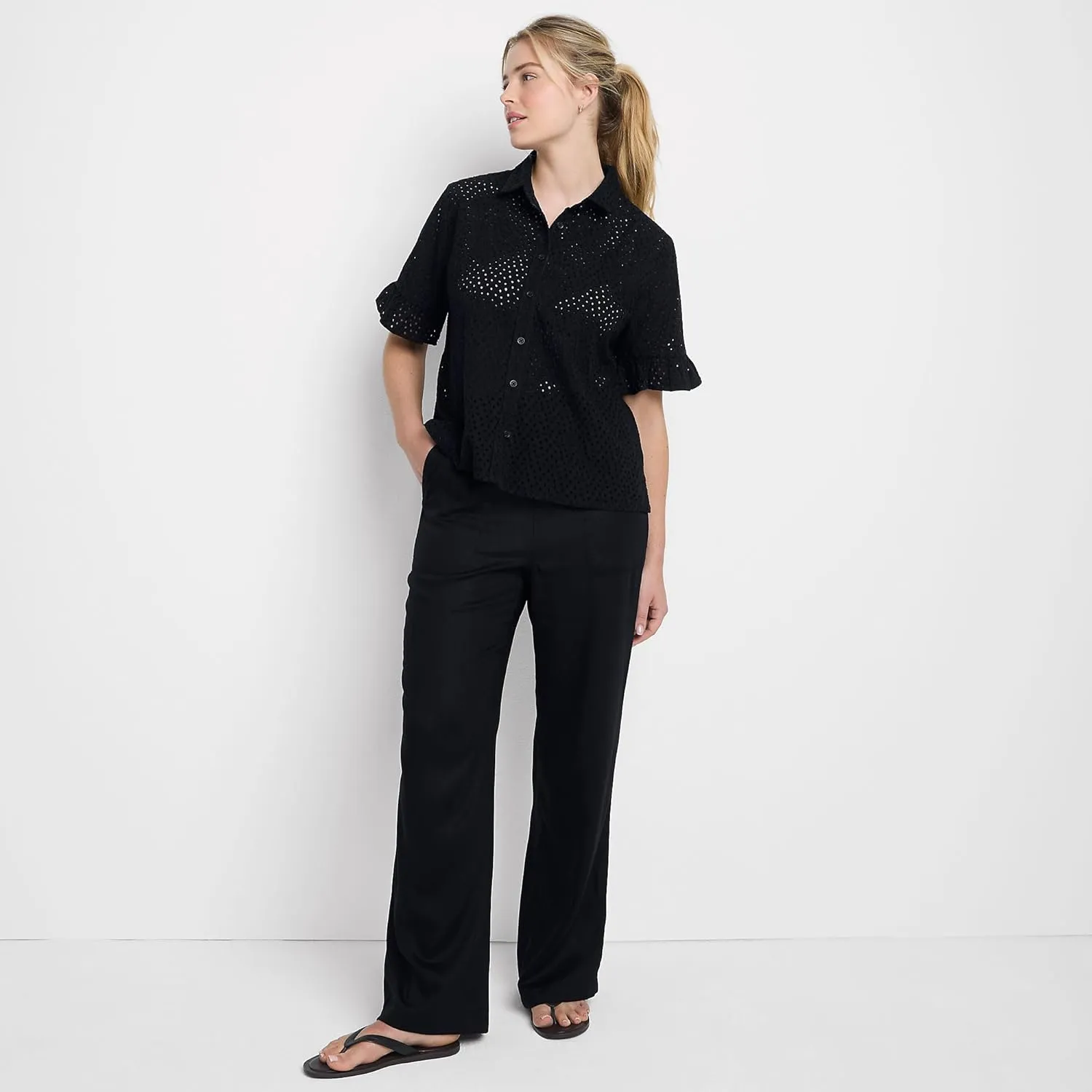Lands' End Women's Recover High Rise Wide Leg Jeans