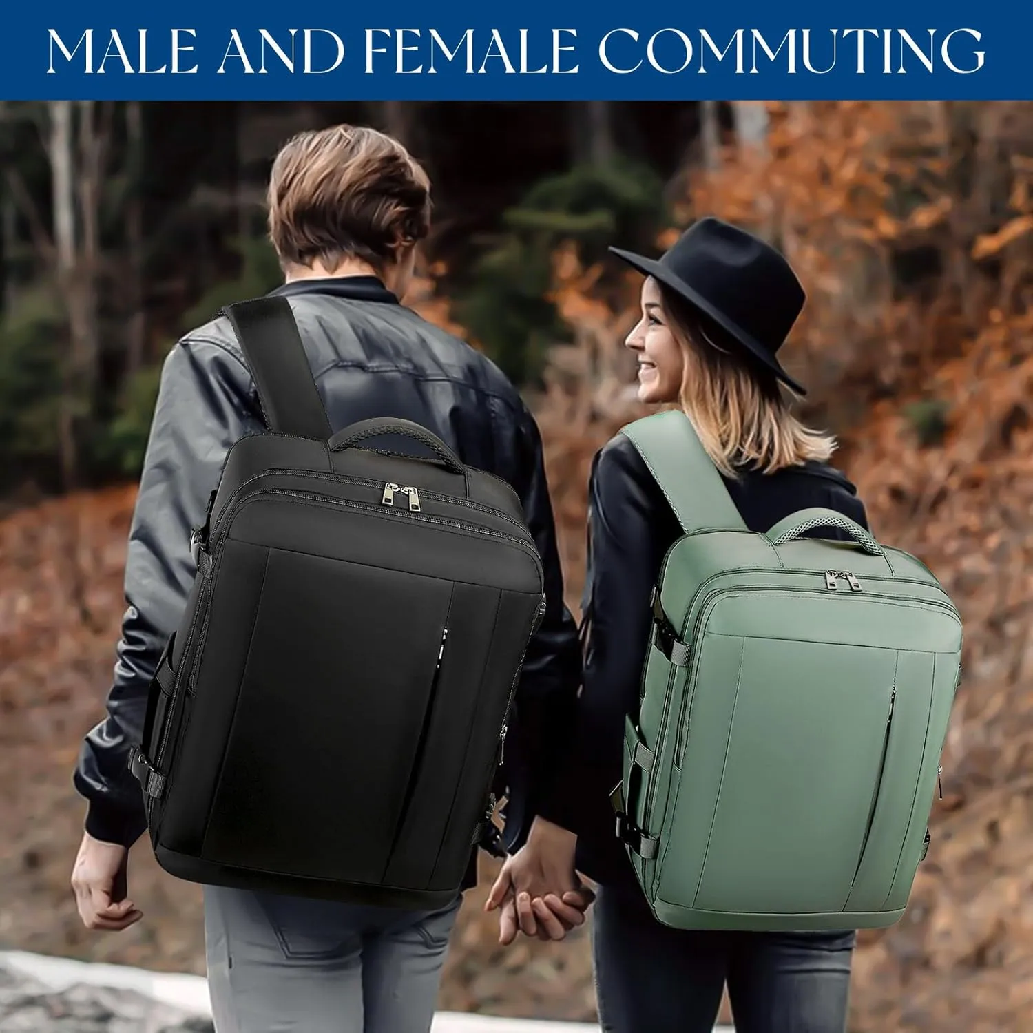 Large Travel Laptop Backpack, Carry on Backpack, 17.3 Inch Durable Business Work Sport Bag with USB Port, Water Resistant Rucksack Book Bag Gifts for Men Women, Green