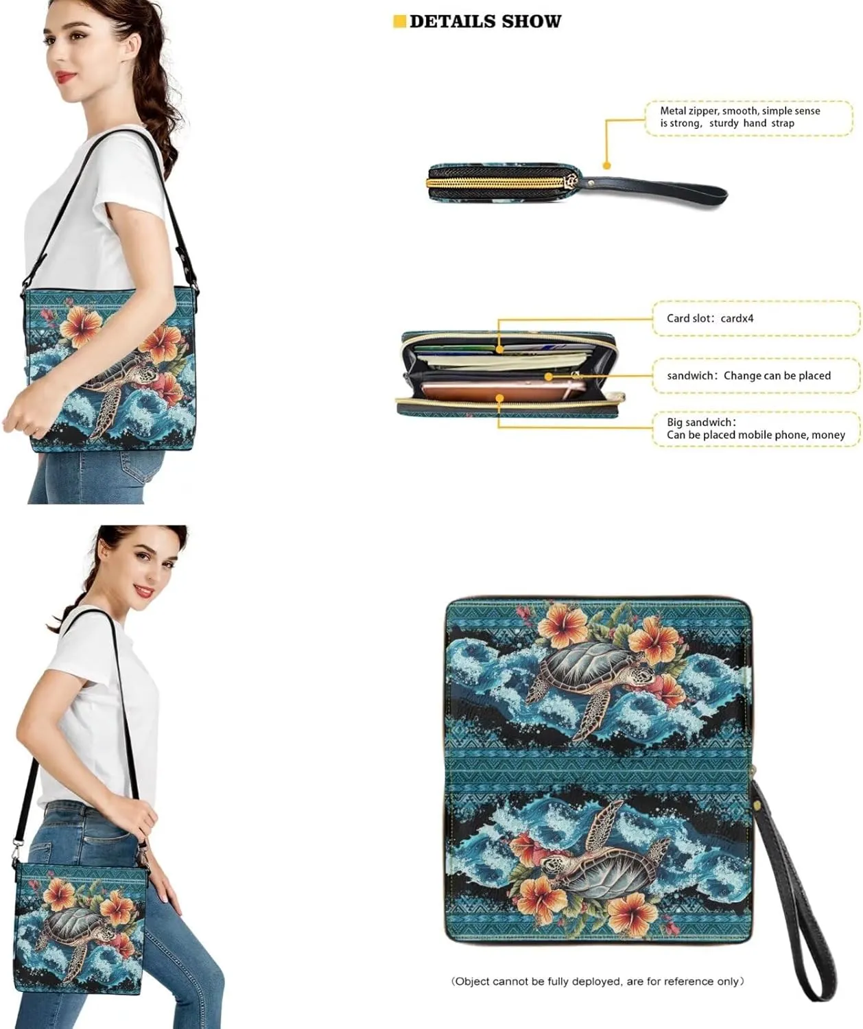 Leather Women Top Handbags Set of 2, Large Satchel Shoulder Purse Crossbody Hobo Bags with Wallet