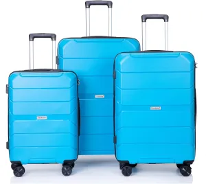 Lightweight & Durable 3-Piece Suitcase Set with Spinner Wheels, TSA Lock, & Spacious Interiors - Light Blue