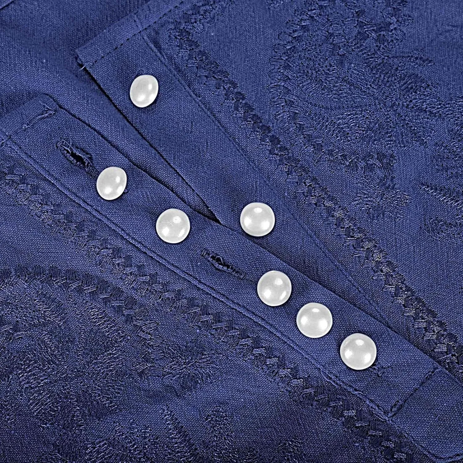 Lmdudan Cotton Linen Embroidered Tops for Women Peasant Shirt Boho Ethnic Style Mexican Blouse 3/4 Sleeve Button Tunic Tshirt