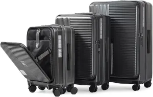 Luggage with Front Opening,Tsa Approved Lock,Hardshell Suitcase,Ergonomic Handle,Spacious and Organized,Gray