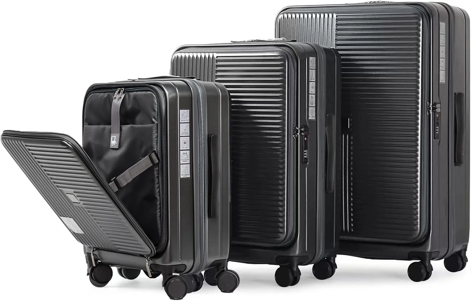 Luggage with Front Opening,Tsa Approved Lock,Hardshell Suitcase,Ergonomic Handle,Spacious and Organized,Gray