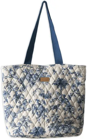Maison d' Hermine Shopping Bags Cotton Quilted Tote Bag with Zipper Pockets Small Pouch Reusable Grocery Bag Work Travel