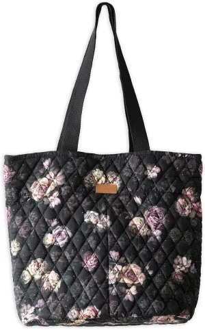 Maison d' Hermine Shopping Bags Cotton Quilted Tote Bag with Zipper Pockets Small Pouch Reusable Grocery Bag Work Travel