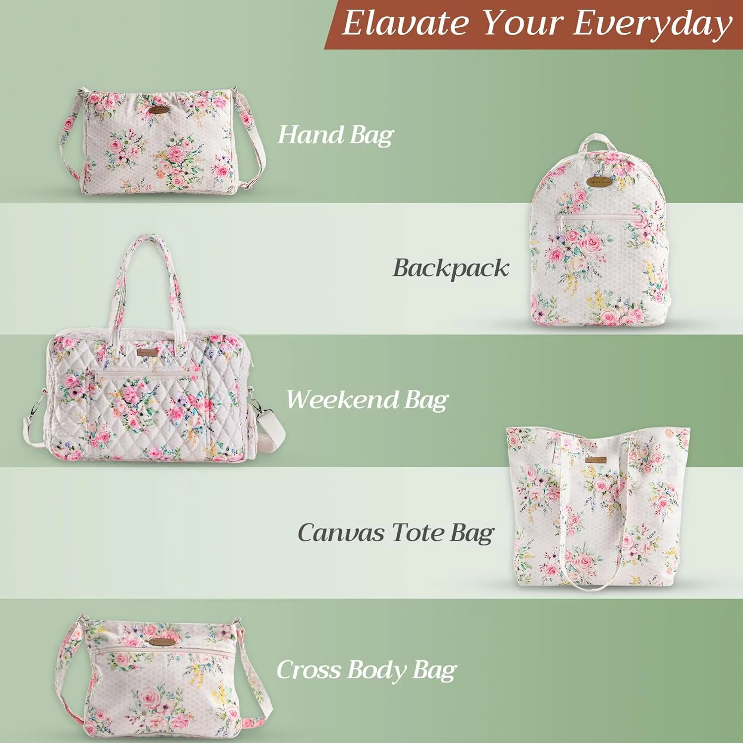Maison d' Hermine Shopping Bags Cotton Quilted Tote Bag with Zipper Pockets Small Pouch Reusable Grocery Bag Work Travel