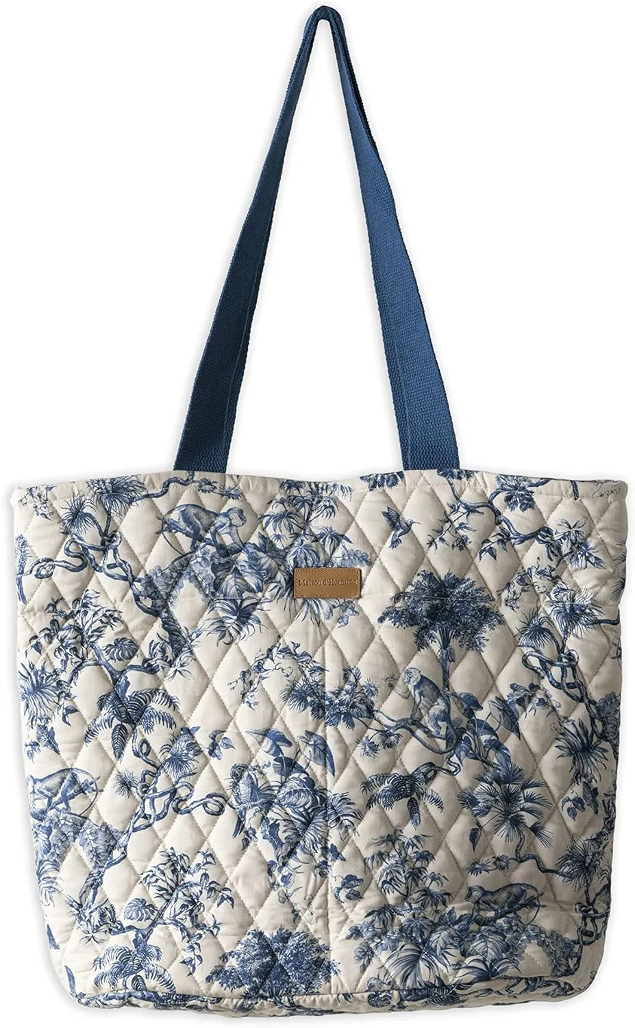Maison d' Hermine Shopping Bags Cotton Quilted Tote Bag with Zipper Pockets Small Pouch Reusable Grocery Bag Work Travel
