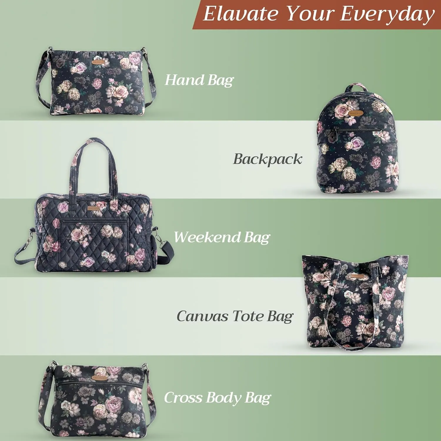 Maison d' Hermine Shopping Bags Cotton Quilted Tote Bag with Zipper Pockets Small Pouch Reusable Grocery Bag Work Travel