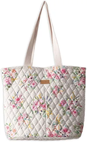 Maison d' Hermine Shopping Bags Cotton Quilted Tote Bag with Zipper Pockets Small Pouch Reusable Grocery Bag Work Travel