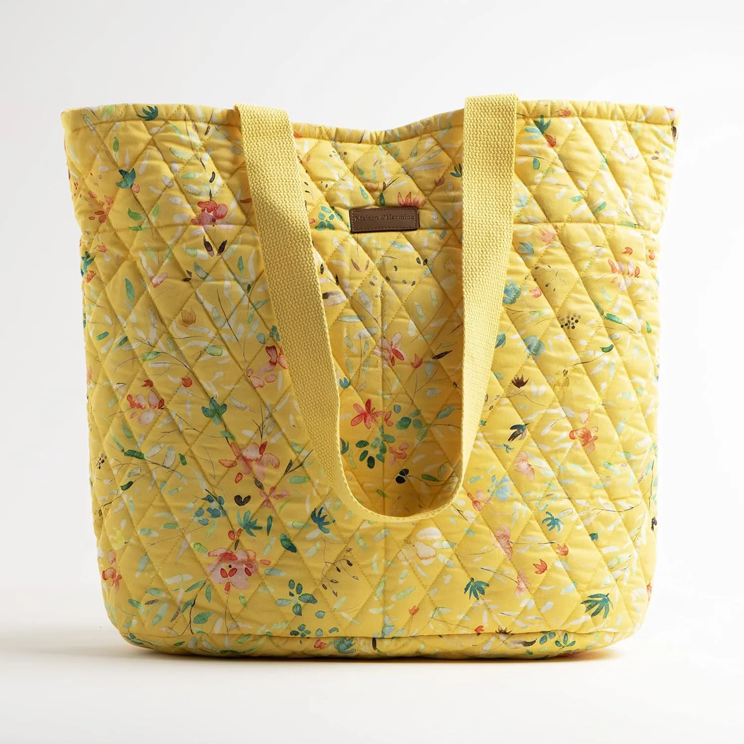 Maison d' Hermine Shopping Bags Cotton Quilted Tote Bag with Zipper Pockets Small Pouch Reusable Grocery Bag Work Travel