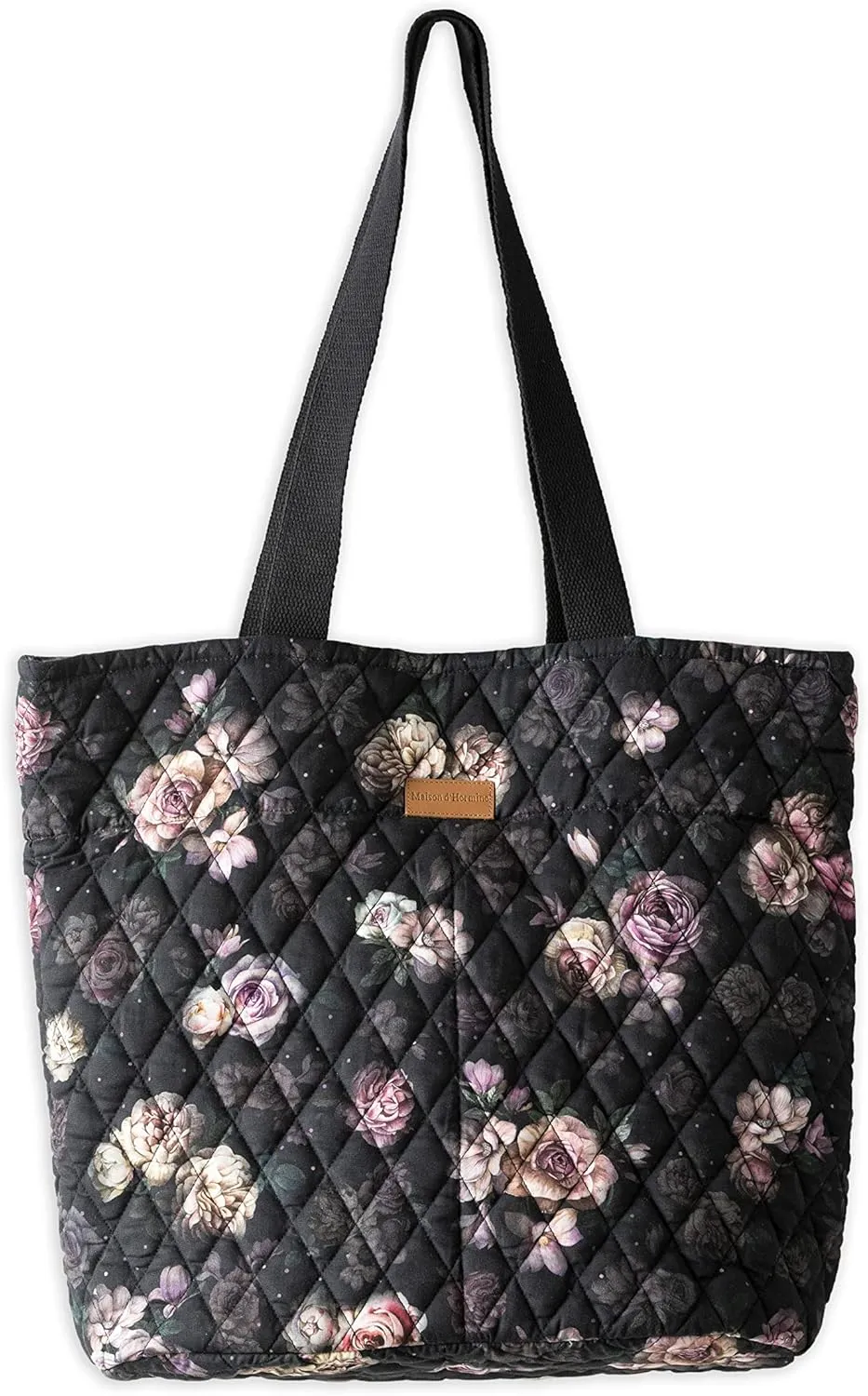 Maison d' Hermine Shopping Bags Cotton Quilted Tote Bag with Zipper Pockets Small Pouch Reusable Grocery Bag Work Travel