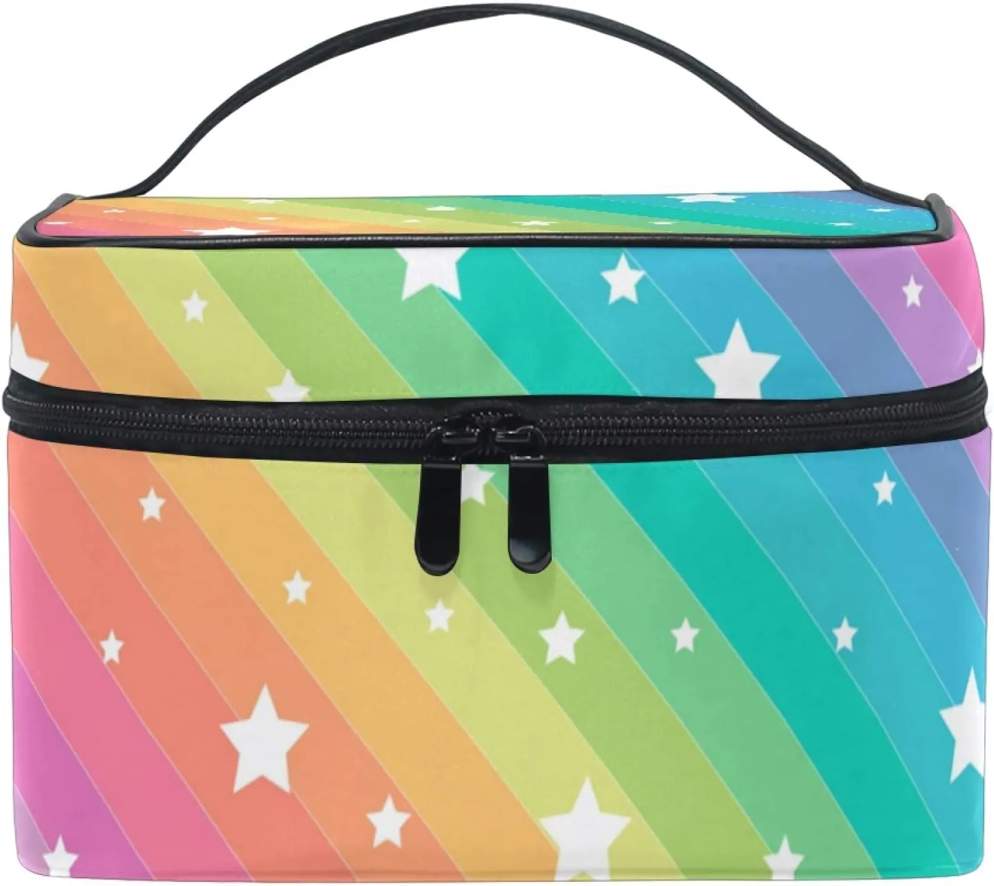 Makeup Bag, Rainbow Stars Travel Makeup Organizer Bag Cosmetic Cases Toiletry Bags for Girl Women Ladies