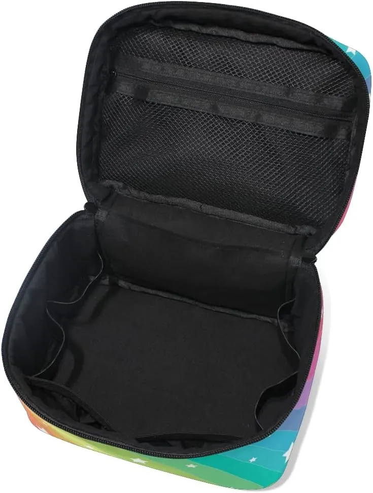 Makeup Bag, Rainbow Stars Travel Makeup Organizer Bag Cosmetic Cases Toiletry Bags for Girl Women Ladies