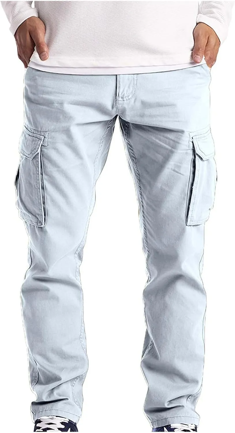 Men Cargo Work Pants Casual Cotton Stretch Elasticated Waist Pant Sweatpant Joggers Baggy Fitness Jogging