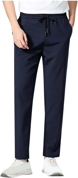 Men Combat Cargo Pants Casual Cotton Stretchy Linen Pant Cuffed Hem Sweatpants Joggers Loose Fit Yoga Sweat