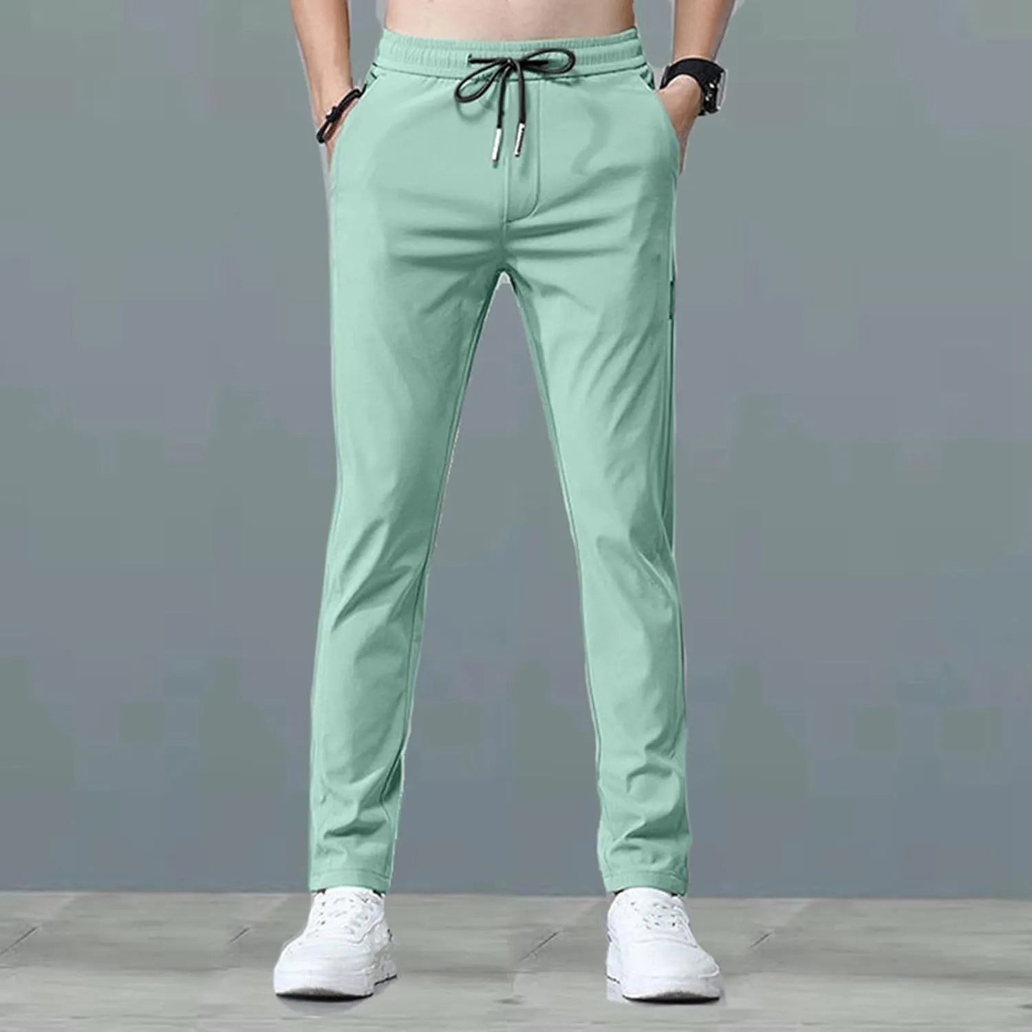 Men's Cargo Pants Casual Linen Stretchy Elasticated Pant Sweatpant Joggers Loose Running Sports Sweat