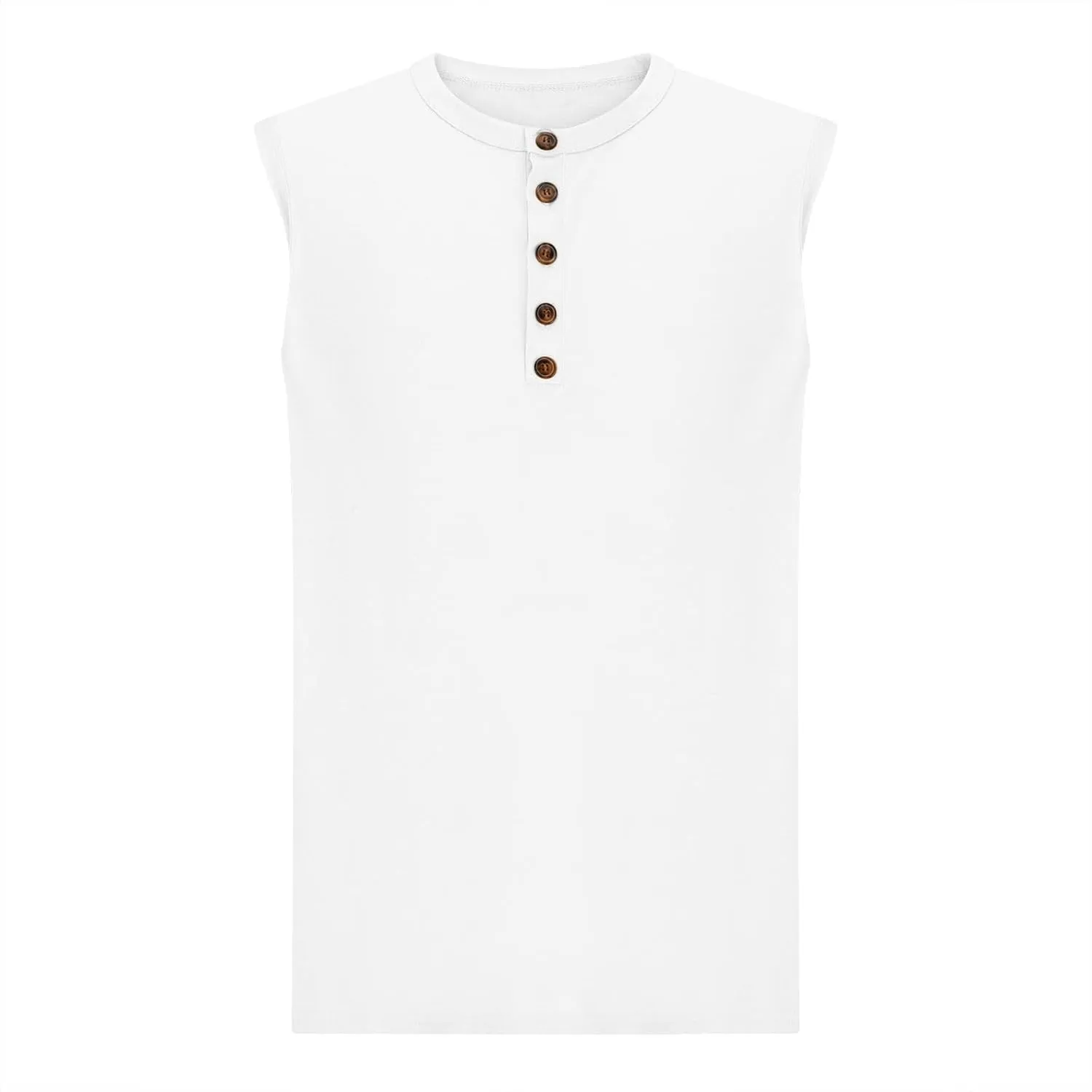 Men's Casual Tank Top Henley Shirt Summer Beach Hippie Shirt Half Button Sleeveless Muscle T Shirts Quick Dry Fitness Shirt