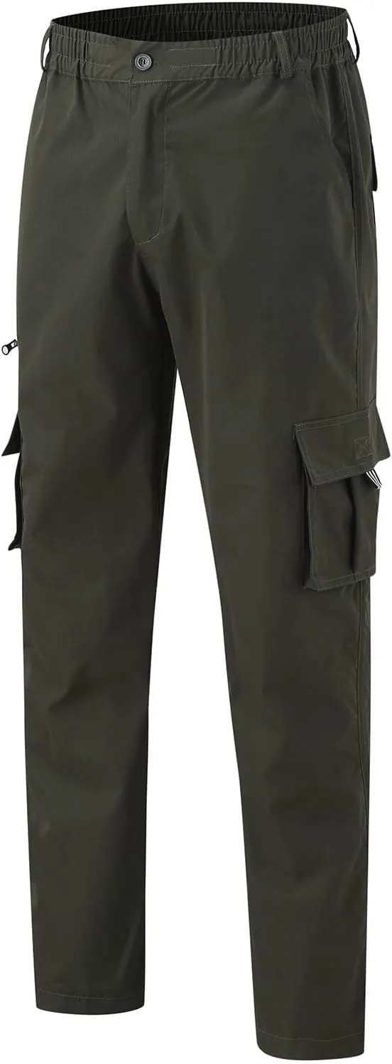 Men's Combat Cargo Pants Casual Linen Stretch Elastic Waist Pant Sweatpant Joggers Baggy Running Sports