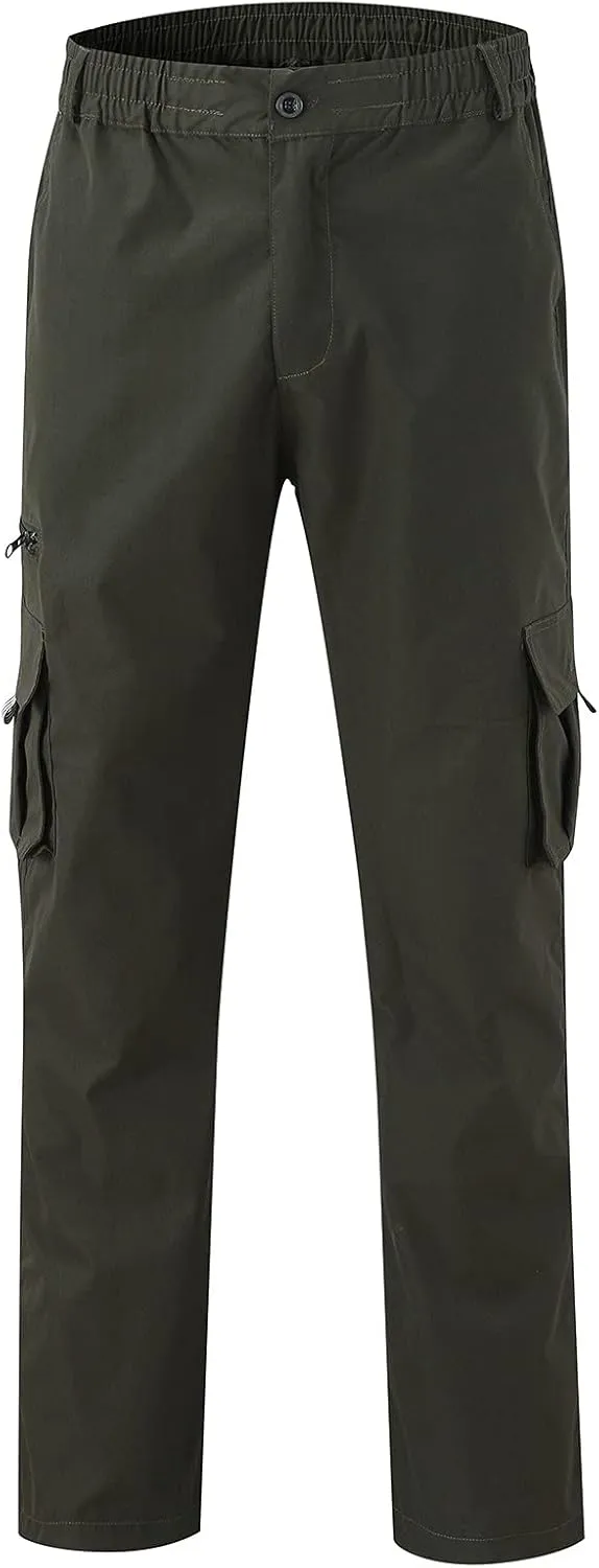 Men's Combat Cargo Pants Casual Linen Stretch Elastic Waist Pant Sweatpant Joggers Baggy Running Sports
