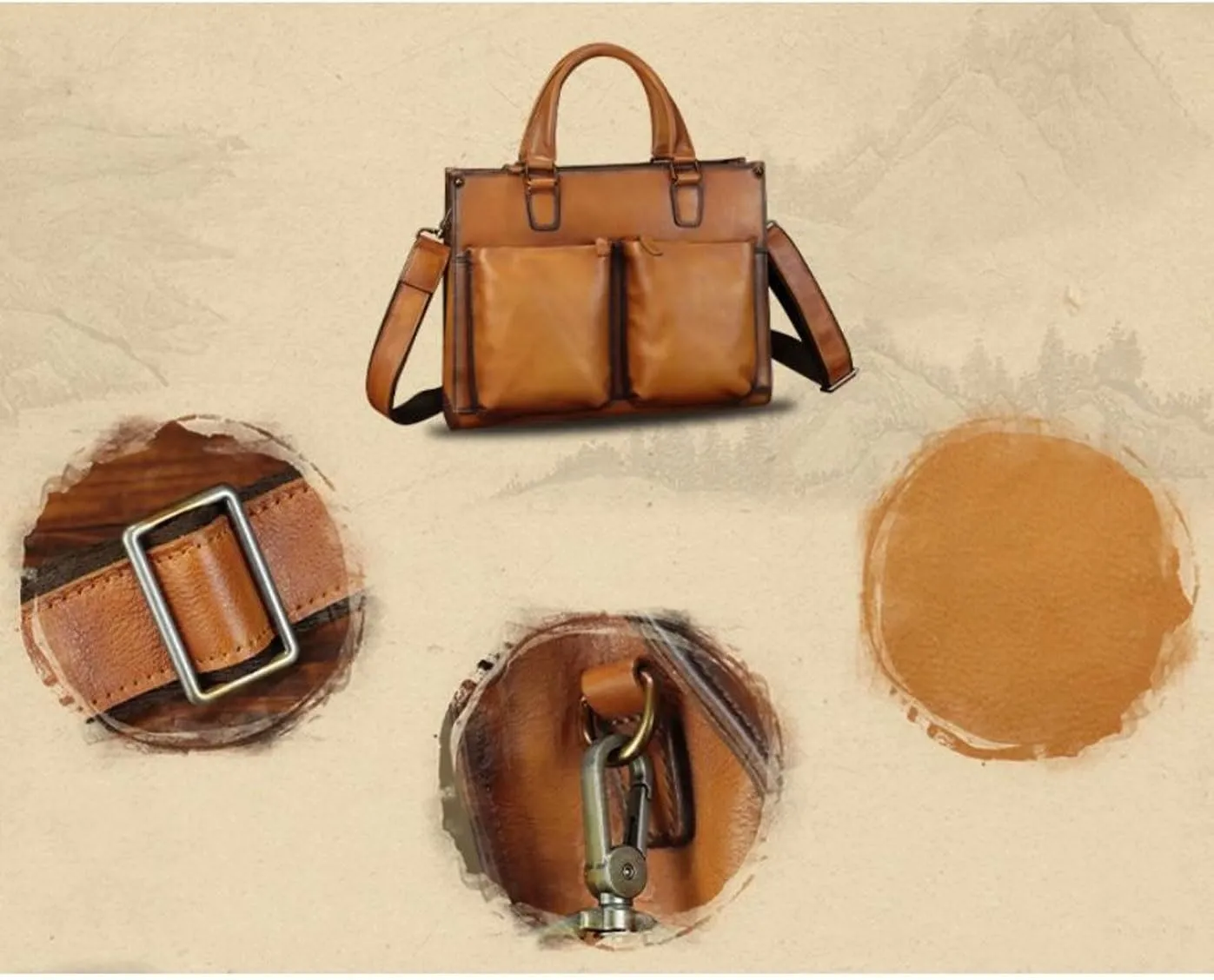 Mens Handbags Messenger Shoulder Bags Genuine Leather Business Briefcases Laptop Bags Crossbody Bags Computer Bags
