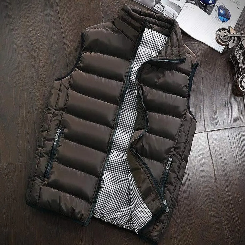 Mens Jackets Men Autumn Winter Coat Padded Cotton Vest Warm Hooded Thick Vest Tops Jacket Jackets