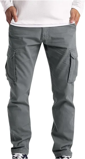 Mens Lightweight Jogging Pant Pockets Combat Work Joggers Baggy Sport Casual Sweatpant Stretch Waistband Pants