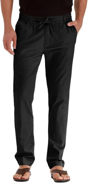 Men's Lightweight Linen Pant Cargo Combat Joggers Loose Casual Sweatpants Running Gym Training Sweat Pants
