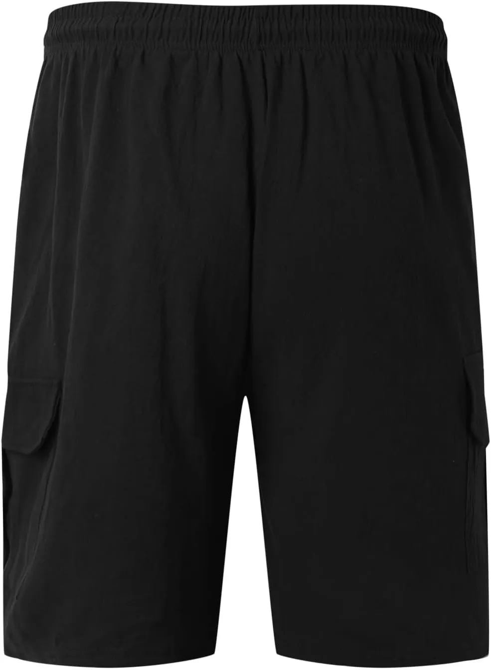 Men's Linen Shorts Summer Breathable Beach Yoga Pants Lightweight Elastic Waist Outdoor Hiking Sweatpants with Pockets