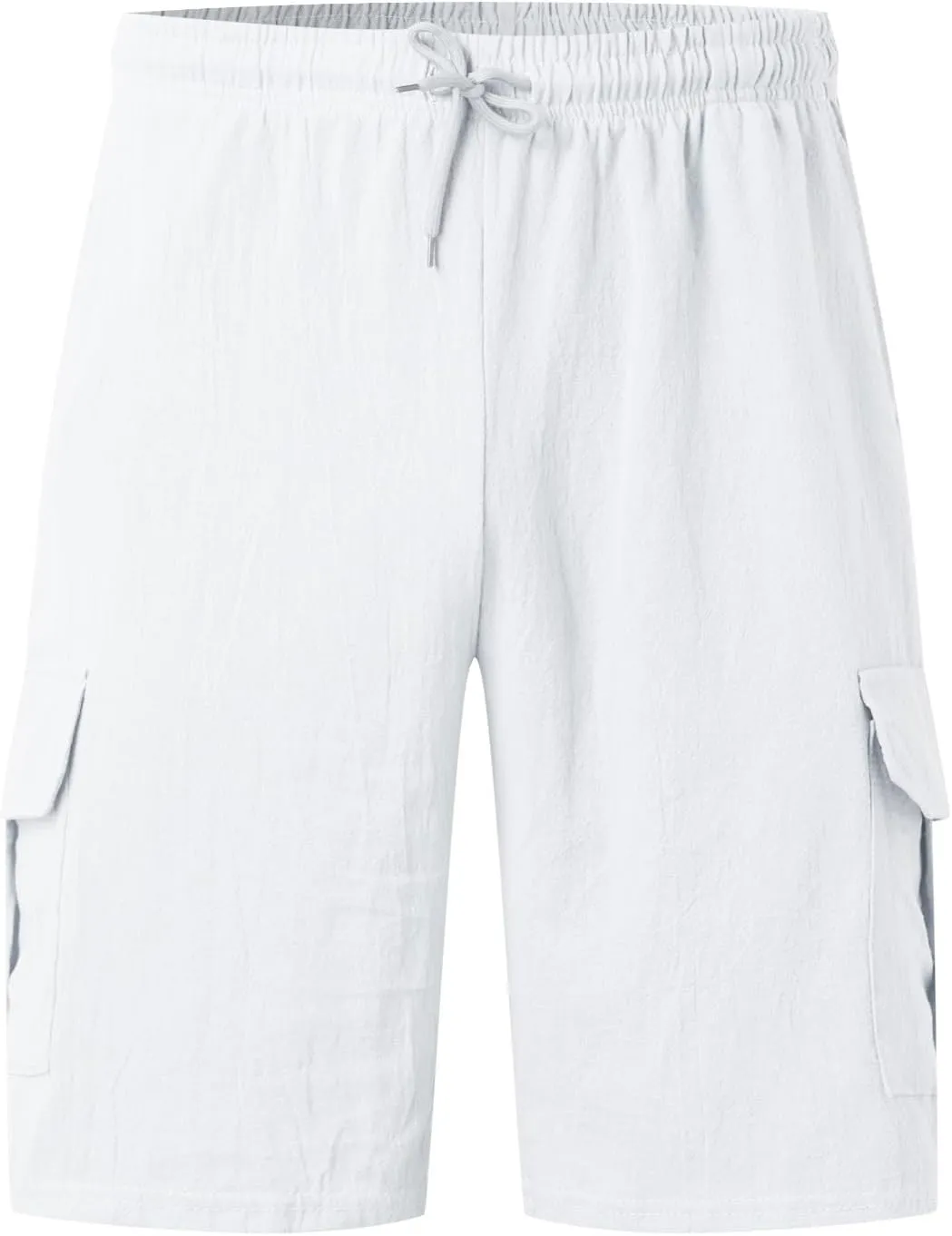Men's Linen Shorts Summer Breathable Beach Yoga Pants Lightweight Elastic Waist Outdoor Hiking Sweatpants with Pockets