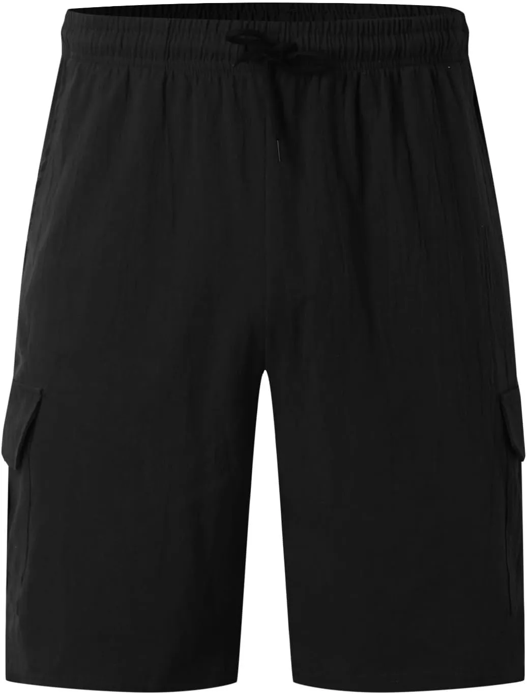 Men's Linen Shorts Summer Breathable Beach Yoga Pants Lightweight Elastic Waist Outdoor Hiking Sweatpants with Pockets