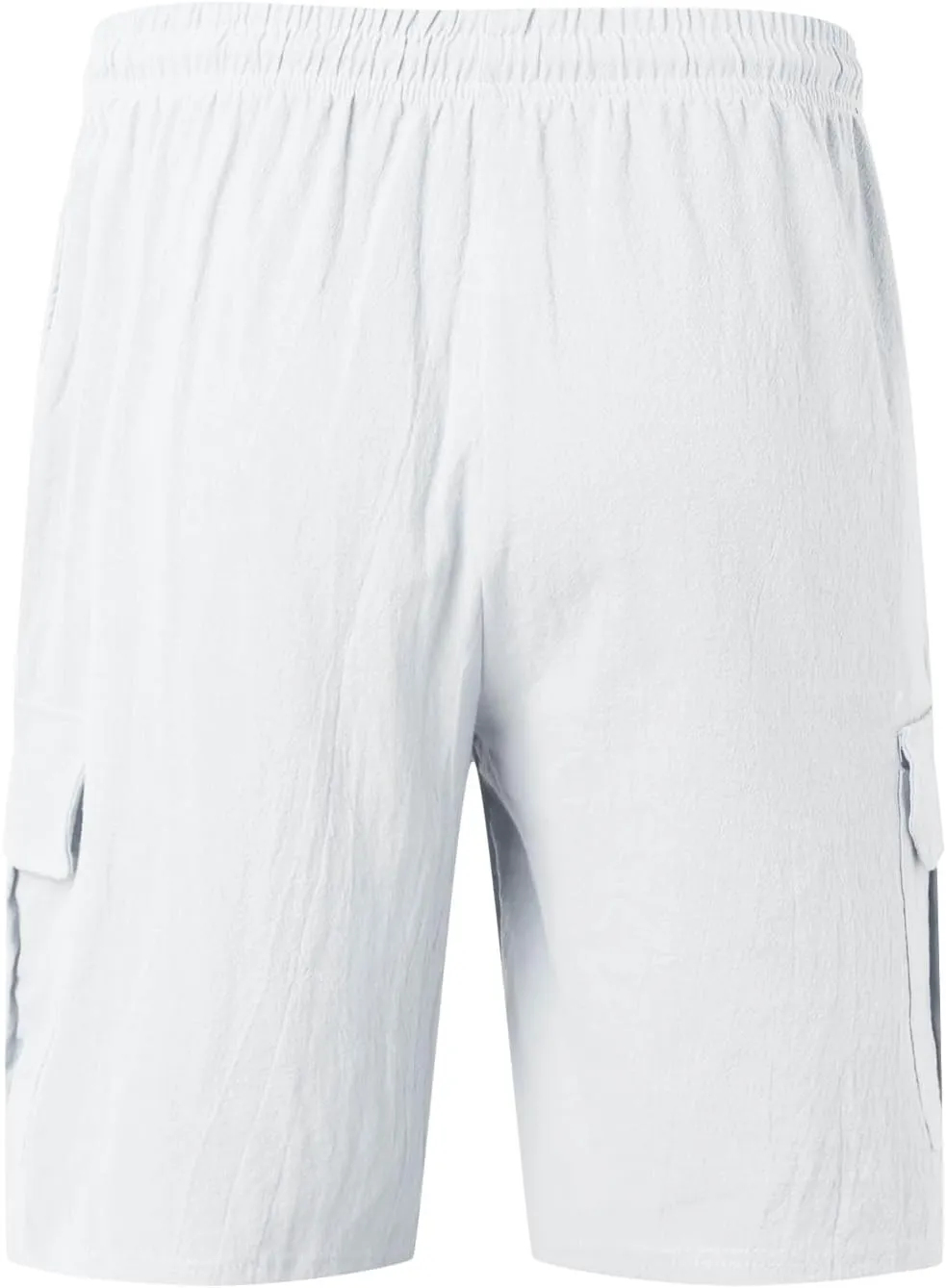 Men's Linen Shorts Summer Breathable Beach Yoga Pants Lightweight Elastic Waist Outdoor Hiking Sweatpants with Pockets