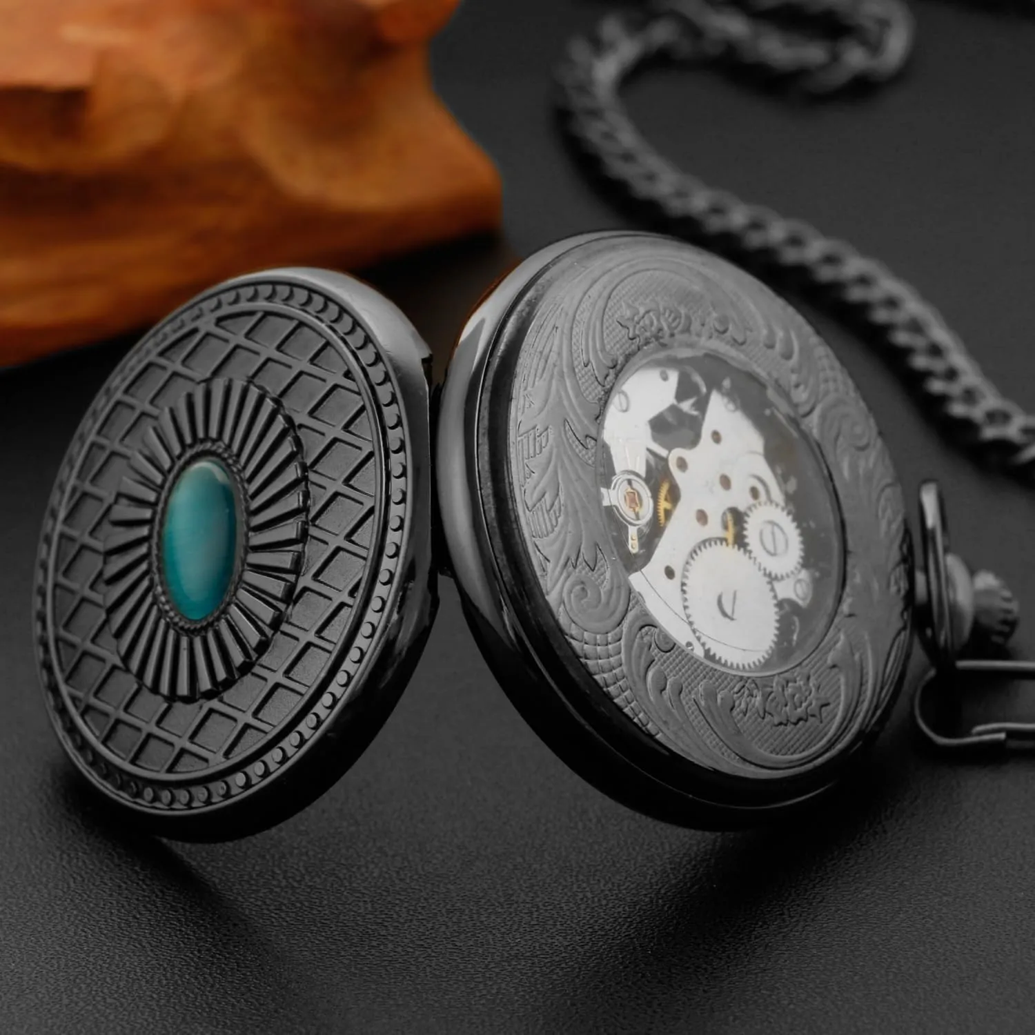 Men's Mechanical Pocket Watch, Roman Numeral Pointer Mechanical Pocket Watches for Men