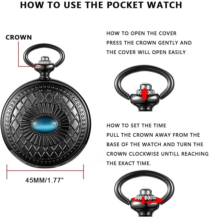 Men's Mechanical Pocket Watch, Roman Numeral Pointer Mechanical Pocket Watches for Men