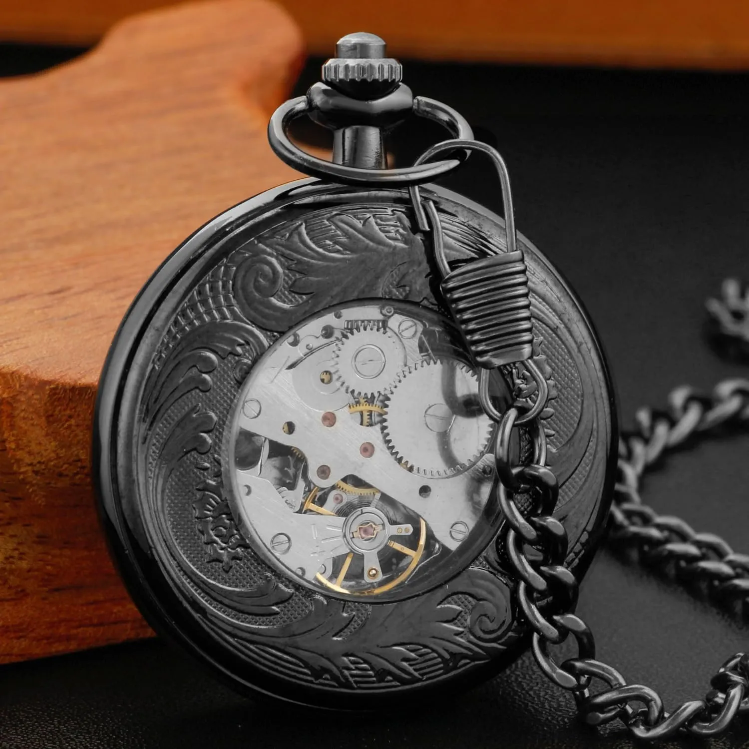 Men's Mechanical Pocket Watch, Roman Numeral Pointer Mechanical Pocket Watches for Men