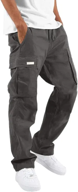 Men's Pants Casual Stylish Joggers Sport Sweatpant Open Hem Elasticated Waist Combat Pant