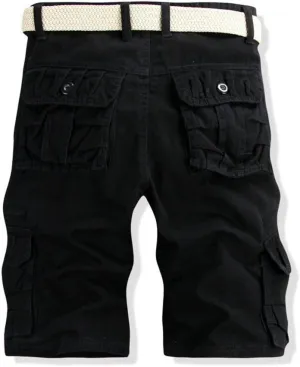 Men's Solid Color Cargo Shorts,Casual Beach Trouser Outdoors with Pockets Cargo Pants for Men Fishing Shorts for Men
