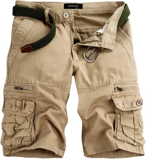 Men's Solid Color Cargo Shorts,Casual Beach Trouser Outdoors with Pockets Cargo Pants for Men Fishing Shorts for Men