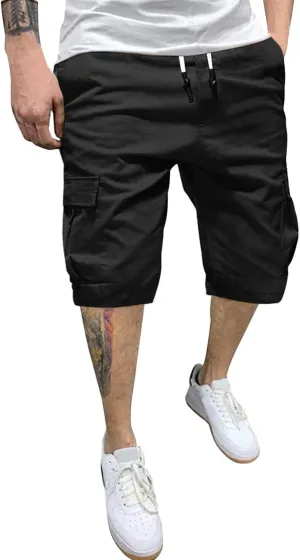 Men's Summer Solid Color Plus Pants,Casual Fashion Woven Cargo Pants with Pockets Linen Pants for Men Shorts for Men