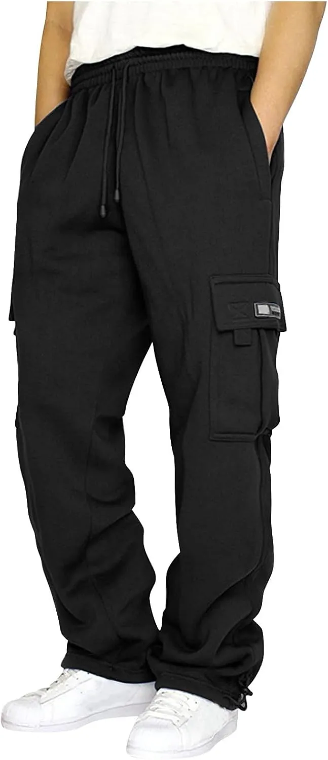 Mens Tracksuit Pant Casual Plus Size Jogger Running Workout Sweatpant with Pockets Elastic Chinos Pant